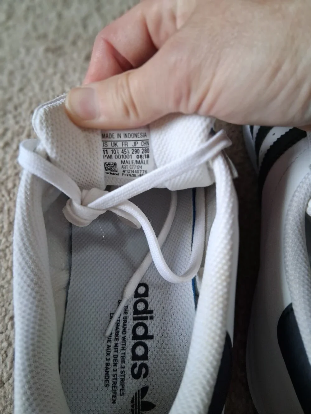 Adidas Superstar Shoes Mens 11 White Black Stripe Low Top Athletic Casual